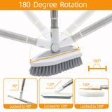 4-in-1 Bathroom Cleaning Brush Set with Sponge Pad, Hard Bristle / V-Shape Grout Brush and Squeegee - 120CM Extendable Stainless Steel Handle, Adjustable & Lockable Angle for Floor, Gap, Window and Bathtub In Australia - Darrahopens