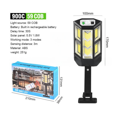Solar Powered Motion Sensor Outdoor Street Light with 3 Lighting Modes - Waterproof COB LED Wall Security Light, Remote Control for Garden Courtyard Patio & Garage (Small) In Australia - Darrahopens