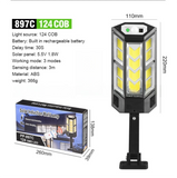 Solar Powered Motion Sensor Outdoor Street Light with 3 Lighting Modes - Waterproof COB LED Wall Security Light, Remote Control for Garden Courtyard Patio & Garage (Medium)