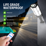 Solar Powered Motion Sensor Outdoor Street Light with 3 Lighting Modes - Waterproof SMD LED Wall Security Light, Remote Control for Garden Courtyard Patio & Garage (Small)