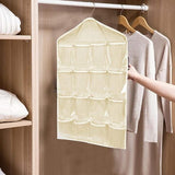 4 Pack Blue Hanging Closet Organizer, Portable 16 Pockets Behind the Door Storage Bag for Underwear, Socks & Small Accessories