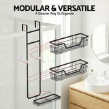 3-Tier Extra Large Over the Door Shower Caddy - Hanging Bathroom Organizer Shelf with Storage Hooks and Stabilizing Adhesive Pads