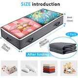 2 Pack Folding Non-Woven Underbed Storage Containers with Clear Top Zipper Lid & 4 Reinforced Handles (Dark Grey 40 x 20 x 6")