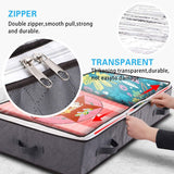2 Pack Folding Non-Woven Underbed Storage Containers with Clear Top Zipper Lid & 4 Reinforced Handles (Dark Grey 40 x 20 x 6")