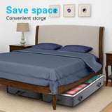 2 Pack Folding Non-Woven Underbed Storage Containers with Clear Top Zipper Lid & 4 Reinforced Handles (Dark Grey 40 x 20 x 6")