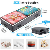 2 Pack Folding Non-Woven Underbed Storage Containers with Clear Top Zipper Lid & 4 Reinforced Handles (Dark Grey 40 x 20 x 7")
