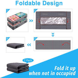 2 Pack Folding Non-Woven Underbed Storage Containers with Clear Top Zipper Lid & 4 Reinforced Handles (Dark Grey 40 x 20 x 7")