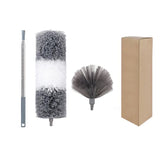 Grey and White 2.5M Extendable High Ceiling Cleaning Kit with Removable Cobweb Duster & Microfiber Brush - 3 Piece Versatile Set, Electrostatic Dust Attraction