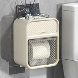 White Wall Mounted Toilet Paper Holder & Bathroom Storage Organizer - Waterproof Double Layer Wall Shelf with Detachable Roll Spindle for Hollow and Solid Paper