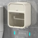 White Wall Mounted Toilet Paper Holder & Bathroom Storage Organizer - Waterproof Double Layer Wall Shelf with Detachable Roll Spindle for Hollow and Solid Paper