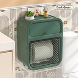 Dark Green Wall Mounted Toilet Paper Holder & Bathroom Storage Organizer - Waterproof Double Layer Wall Shelf with Detachable Roll Spindle for Hollow and Solid Paper