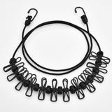 Black Portable Windproof Travel Clothesline and Velvet Storage Bag - 1.8M to 4M High Elastic Travel Laundry Line with 12 Clips & 13 Positioning Beads to Prevent Clothes Tangling In Australia - Darrahopens