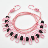 Pink Portable Windproof Travel Clothesline and Velvet Storage Bag - 1.8M to 4M High Elastic Travel Laundry Line with 12 Clips & 13 Positioning Beads to Prevent Clothes Tangling In Australia - Darrahopens
