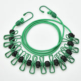 Green Portable Windproof Travel Clothesline and Velvet Storage Bag - 1.8M to 4M High Elastic Travel Laundry Line with 12 Clips & 13 Positioning Beads to Prevent Clothes Tangling In Australia - Darrahopens
