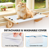 24.4 x 15" Cat Window Perch Hammock with Removable Washable Bolster Bed - Widely Adjustable Frame to Fit Various Window