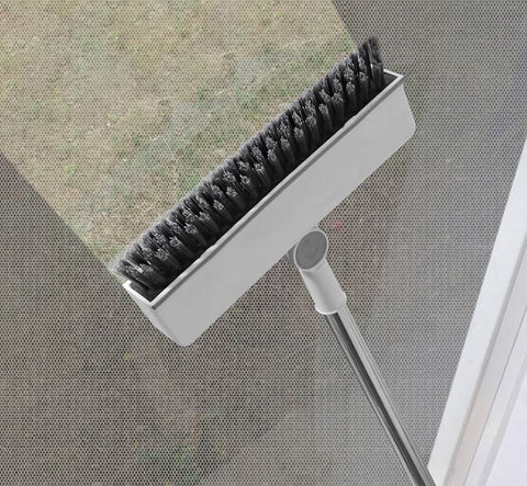 3-in-1 Window Fly Screen Cleaner Brush & Glass Squeegee with 91CM Extendable Stainless Steel Handle, One Flush to Clean