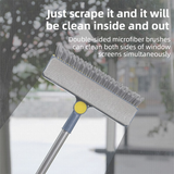 3-in-1 Window Fly Screen Cleaner Brush & Glass Squeegee with 91CM Extendable Stainless Steel Handle, One Flush to Clean