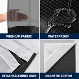 Black Hook Free Waffle Weave Shower Curtain (71 x 75") - Double Layer Curtain with Removable Waterproof Liner, Mesh Top Window, Magnetic Hem & Built-In Rings