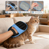 Blue Pet Hair Removal Gloves with Ergonomic 5 Finger Contour Grip (1 Pair) - Static Attraction Reusable Grooming & Furniture Cleaning Mitts