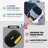 Blue Pet Hair Removal Gloves with Ergonomic 5 Finger Contour Grip (1 Pair) - Static Attraction Reusable Grooming & Furniture Cleaning Mitts