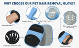Blue Pet Hair Removal Gloves with Ergonomic 5 Finger Contour Grip (1 Pair) - Static Attraction Reusable Grooming & Furniture Cleaning Mitts