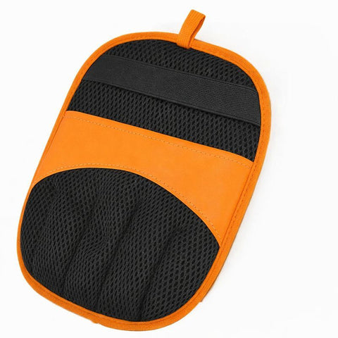 Orange Pet Hair Removal Gloves with Ergonomic 5 Finger Contour Grip (1 Pair) - Static Attraction Reusable Grooming & Furniture Cleaning Mitts