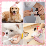 7PCS Blue Pet Grooming, Nail and Oral Care Kit - Selfcleaning Slicker Brush, Dematting Rake, Nail Clipper / File, Flea Comb & Silicone Finger Toothbrushes for Dog Cat