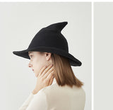 2PCS Beige Women's Breathable Cotton Yarn Halloween Witch Hat - Foldable Moldable Wide Brim Sun Hat for Witch Cosplay & Summer Wear