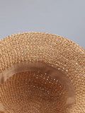 Khaki Women's Handwoven Foldable Straw Bucket Hat - Lightweight Packable Summer Beach Sun Hat with Wide Brim