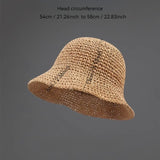 Beige Women's Handwoven Foldable Straw Bucket Hat - Lightweight Packable Summer Beach Sun Hat with Wide Brim