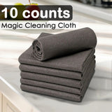 10 Counts Dark Grey Magic Cleaning Cloths (30 x 30CM) - Reuseable Thickened Microfiber Polishing Rags, Streak-Free & Lint-Free for Windows Glass Car, Dorm and Home essentials