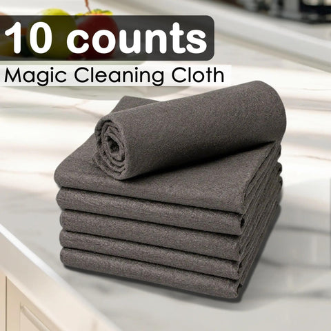10 Counts Dark Grey Magic Cleaning Cloths (30 x 30CM) - Reuseable Thickened Microfiber Polishing Rags, Streak-Free & Lint-Free for Windows Glass Car, Dorm and Home essentials