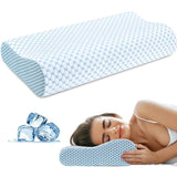 55 x 35CM Ergonomic Cooling Memory Foam Contour Pillow - Slow Rebound Cervical Neck Support Bed Pillow with Washable Ice Silk Cover and Protective Inner Lining In Australia - Darrahopens