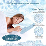55 x 35CM Ergonomic Cooling Memory Foam Contour Pillow - Slow Rebound Cervical Neck Support Bed Pillow with Washable Ice Silk Cover and Protective Inner Lining
