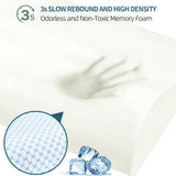 55 x 35CM Ergonomic Cooling Memory Foam Contour Pillow - Slow Rebound Cervical Neck Support Bed Pillow with Washable Ice Silk Cover and Protective Inner Lining