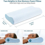 60 x 40CM Ergonomic Cooling Memory Foam Contour Pillow - Slow Rebound Cervical Neck Support Bed Pillow with Washable Ice Silk Cover and Protective Inner Lining In Australia - Darrahopens