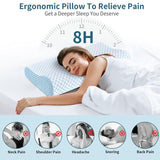 60 x 40CM Ergonomic Cooling Memory Foam Contour Pillow - Slow Rebound Cervical Neck Support Bed Pillow with Washable Ice Silk Cover and Protective Inner Lining In Australia - Darrahopens