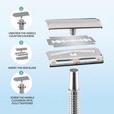 Rose Gold Classic Double Edge Safety Razor Set - Vintage Metal Manual Shaving Razor with Stainless Steel Holder & 5 Replacement Blades In Australia - Darrahopens
