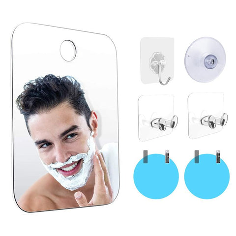 Fog Free Shower Shaving Mirror Set with Suction Cup & Razor Holder - Unbreakable Portable Traveling Rectangle Mirror and Round Anti-Fog Films In Australia - Darrahopens