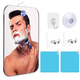 Fog Free Shower Shaving Mirror Set with Suction Cup & Razor Holder - Unbreakable Portable Traveling Rectangle Mirror and Rectangle Anti-Fog Films