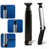 Black and Silver Men's Electric Back Shaver & Body Hair Trimmer - USB Rechargable 180° Foldable Long Handle Hair Groomer with 2 Detachable Stainless Steel Heads and Locking Button In Australia - Darrahopens