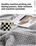 200 x 360cm Grey Pineapple Grid Plush Sofa Blanket for 4 Seater - Soft Thick Flannel Jacquard Throw, Fade Resistent & Machine Washable, Lightweight Travel and Spring Summer Bedding