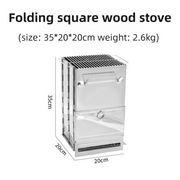 Folding Stainless Steel Camping Firewood Stove with Top Grill Grate, Portable Versatile Outdoor Camp Fire Pit, Quick Setup & Takedown for Camping Hiking Picnic Cooking BBQ, XL Size 35 x 20 x 20cm