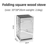Folding Stainless Steel Camping Firewood Stove with Top Grill Grate, Portable Versatile Outdoor Camp Fire Pit, Quick Setup & Takedown for Camping Hiking Picnic Cooking BBQ, XL Size 35 x 20 x 20cm