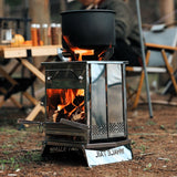 Folding Stainless Steel Camping Firewood Stove with Top Grill Grate, Portable Versatile Outdoor Camp Fire Pit, Quick Setup & Takedown for Camping Hiking Picnic Cooking BBQ, XL Size 35 x 20 x 20cm In Australia - Darrahopens