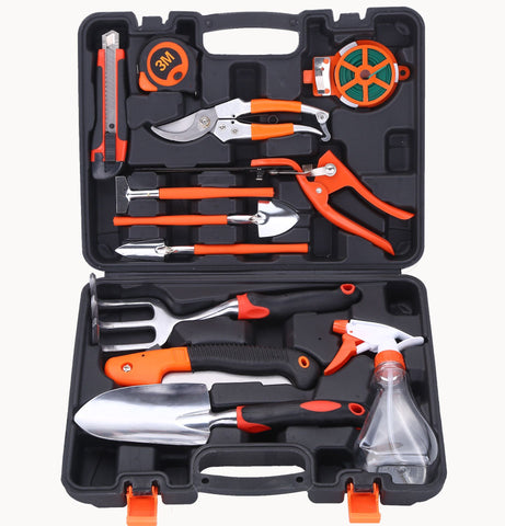 13-Piece Carbon Steel & Aluminium Alloy Garden Tools Kit in Carry Case - Pruner Saw Shears Trowel Rake Spray Bottle Tape Measure, Complete Gardening Gift Box for Home Outdoor In Australia - Darrahopens