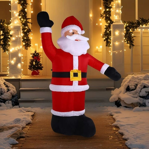 2.4M Inflatable Waving Santa Christmas Decoration - Large Outdoor Yard Display with Blower, Ground Stakes, Ropes and SAA Plug for Festive Garden Decor