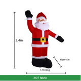 2.4M Inflatable Waving Santa Christmas Decoration - Large Outdoor Yard Display with Blower, Ground Stakes, Ropes and SAA Plug for Festive Garden Decor