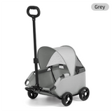 Grey Foldable Pet Stroller and Adjustable Sun Canopy - Spacious 4-Weel Wagon with 360° Rotating Telescopic Handle, 45° Entry Angle, Safety Clips and Storage Pocket for Dogs & Cats Outdoor Travel In Australia - Darrahopens