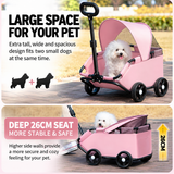 Grey Foldable Pet Stroller and Adjustable Sun Canopy - Spacious 4-Weel Wagon with 360° Rotating Telescopic Handle, 45° Entry Angle, Safety Clips and Storage Pocket for Dogs & Cats Outdoor Travel